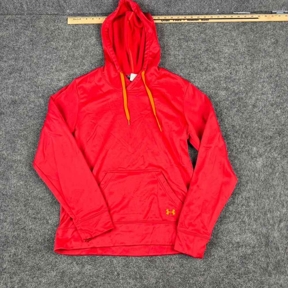 Under Armour Hoodie Mens Size L Red Semi-Fitted Pullover Athletic Sweatshirt